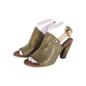 Miz Mooz Women's US7,5 EU38 Green Leather Open Toe Ankle Strap Slingback Sandals